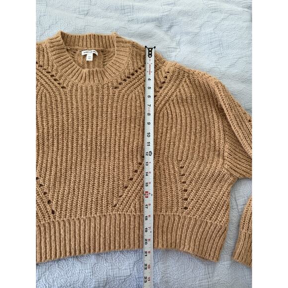 Elizabeth and James Sweater Womens XXL 2X Large Tan Tara Knit Open Stitch - Picture 5 of 7